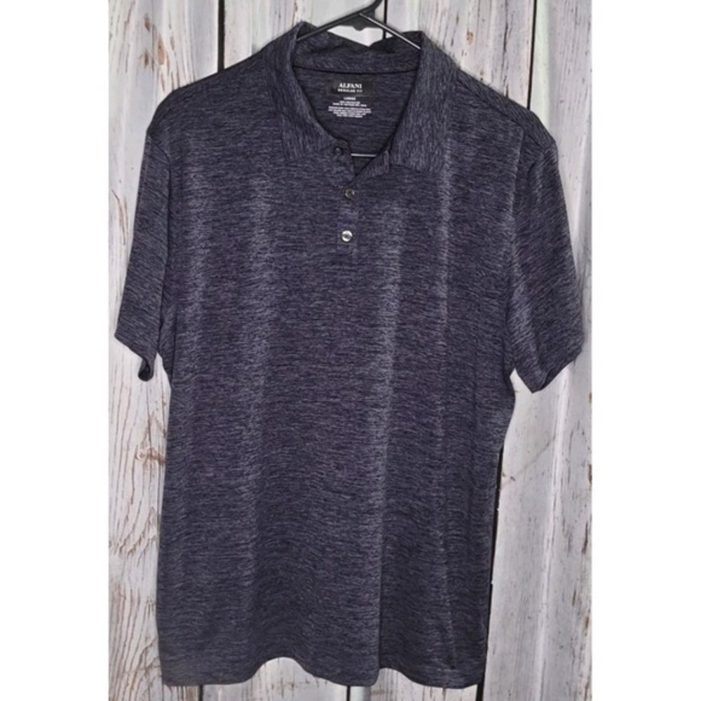 ALFANI Polo / GOLF SHIRT Men's Large Navy Blue Heather, Golf Polo Sportswear - Picture 1 of 5